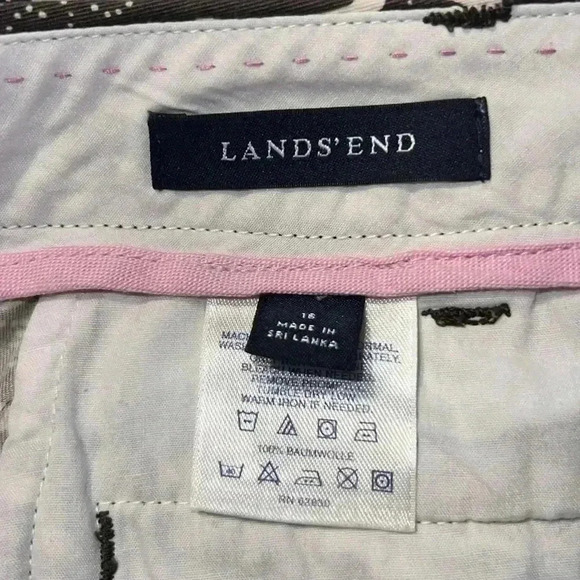 Lands End Crop Printed Brown and White Pants Z10 - Picture 3 of 6